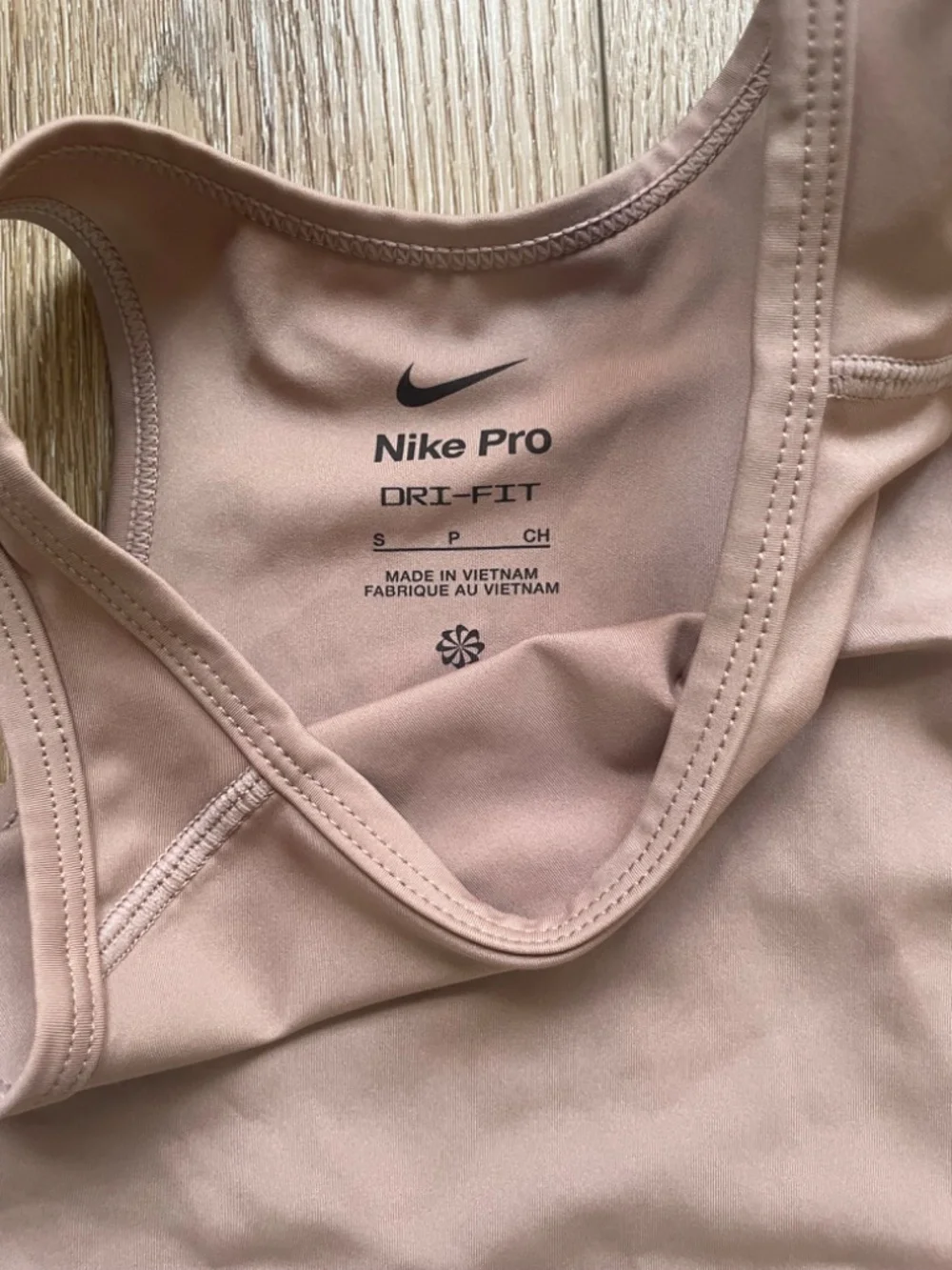 Nike Training Pro Crop Top In Beige Size S